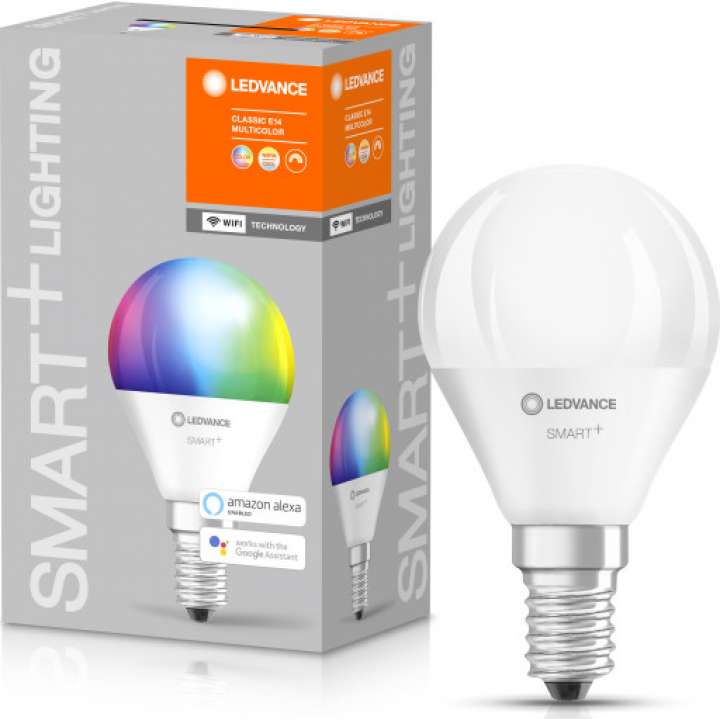 Priser på Ledvance Smart+ Wifi E14 kronepære, farveskift + justerbar hvid, 4,9W, 1-pak