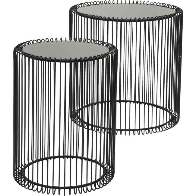 Priser på KARE DESIGN Wire sidebord - sort glas og sort stål (sæt af 2)