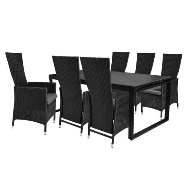 Priser på Augusta havemøbelsæt med 6 Isabella stole - Grå/sort