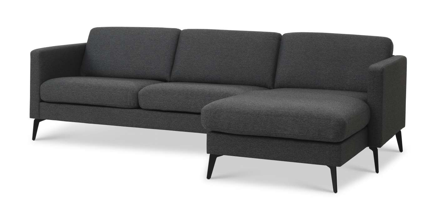 Priser på Ask sæt 51 3D sofa, m. chaiselong - antracitgrå polyester stof og Eiffel ben
