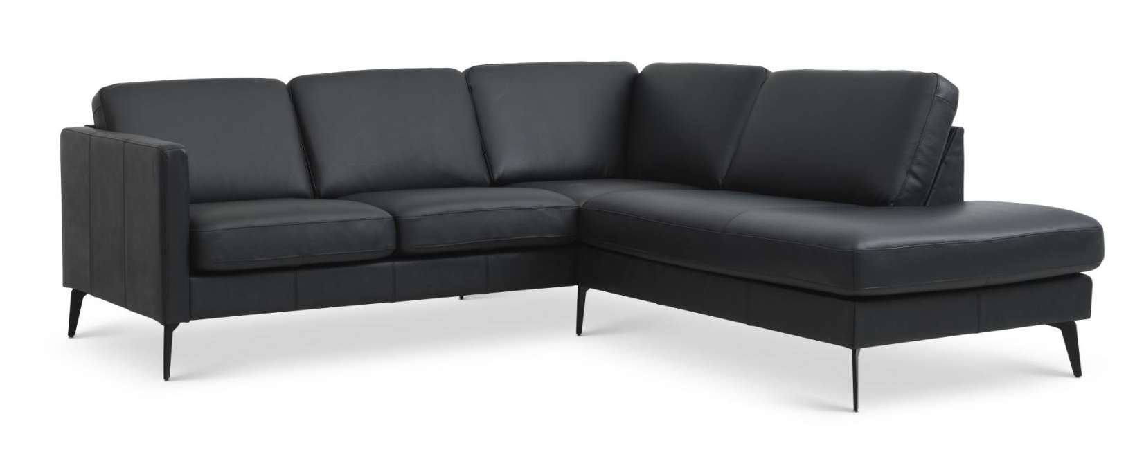 Priser på Ask sæt 53 lille OE sofa, m. højre chaiselong - sort semianilin læder og Eiffel ben