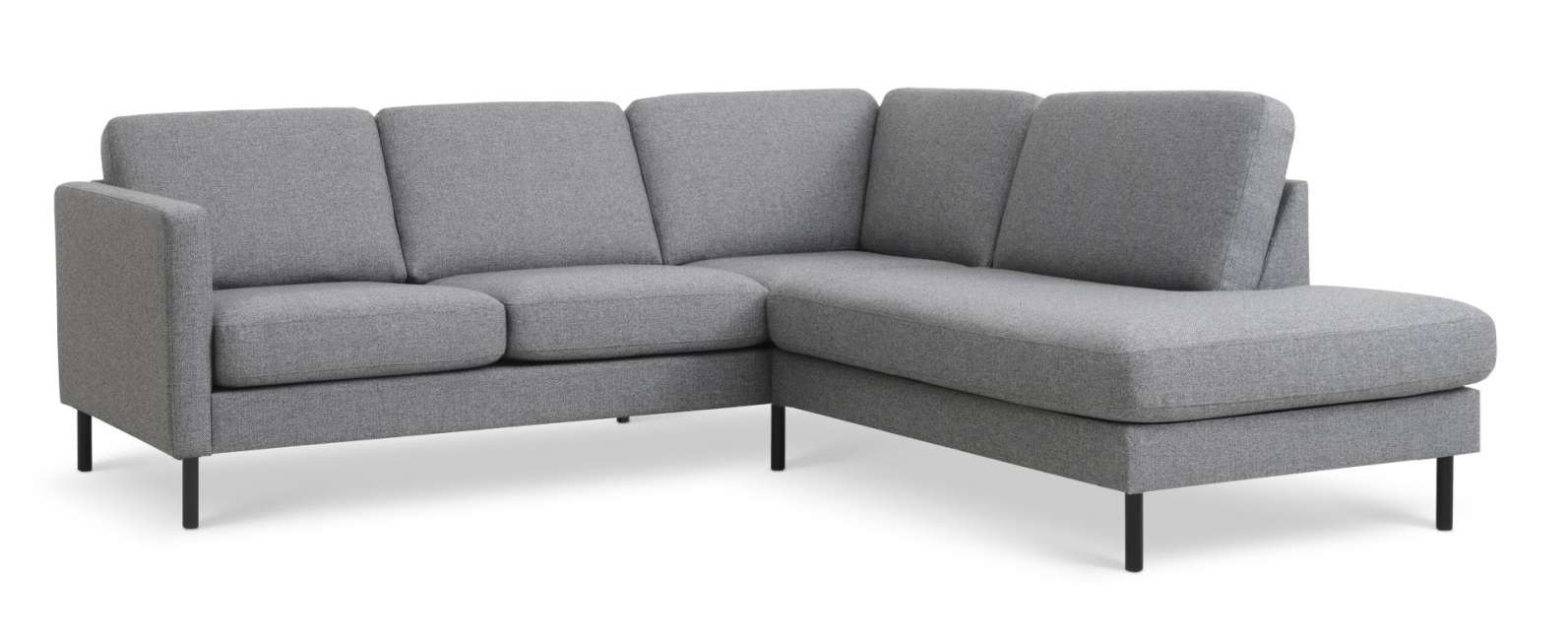 Priser på Ask sæt 53 lille OE sofa, m. højre chaiselong - lys granitgrå polyester stof og sort metal