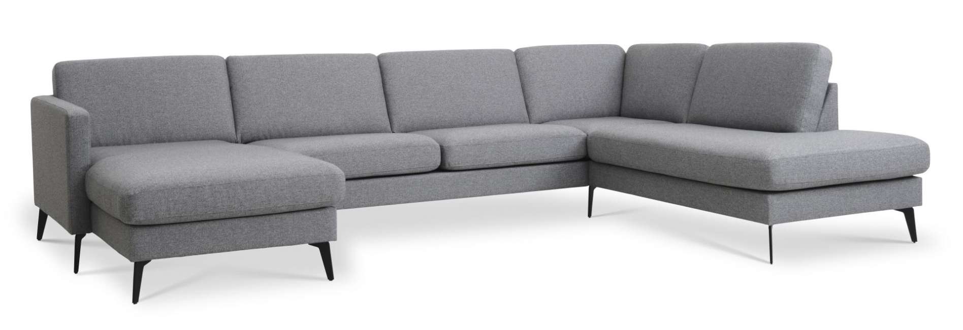Priser på Ask sæt 55 U OE sofa, m. højre chaiselong - lys granitgrå polyester stof og Eiffel ben