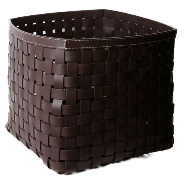 Priser på Ørskov Læder Fletkurv Cube - Chokolade m. hvide syninger