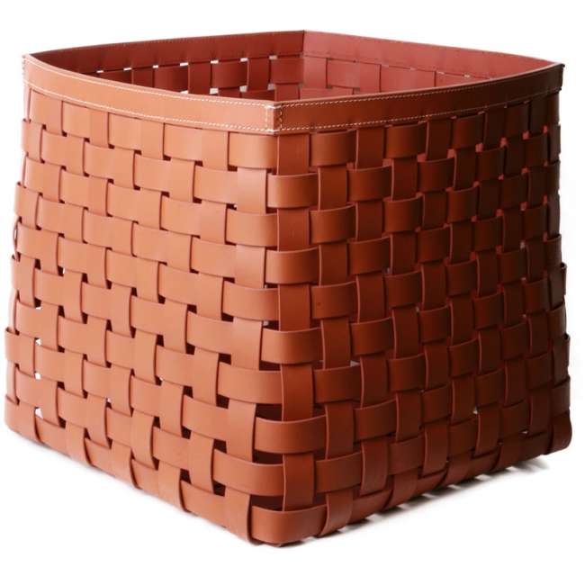 Priser på Ørskov Læder Fletkurv Cube - Cognac m. hvide syninger