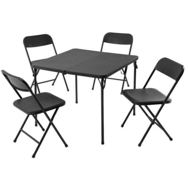 Priser på Sammenklappeligt bord med 4 klapstole - Sort