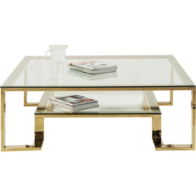 Priser på KARE DESIGN Gold Rush sofabord - glasplade og guld stål (120x120)