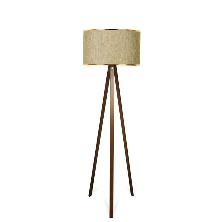 Priser på LUMI Heliona gulvlampe - beige/guld stof og træ
