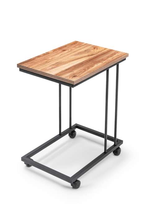 Priser på NORDVÄRK TKRCZGN001 sidebord, m. hjul, rektangulær - egetræsfarvet melamin og sort metal (50x35)