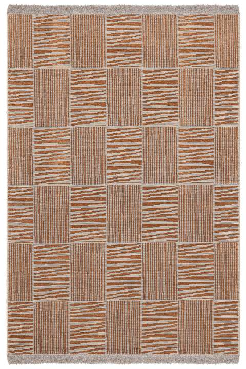 Priser på TEPPI 23043A gulvtæppe m. mønster, rektangulær - orange jute og chenille (160x230)
