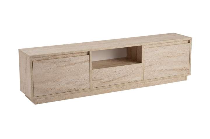 Priser på NORDVÄRK Vanguard TV-bord, m. 3 låger og 1 rum - travertin melamin (160x29,5)