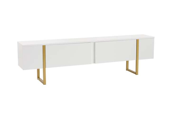 Priser på NORDVÄRK Serenity TV-bord, m. 2 låger - hvid melamin og guld (180x29,5)