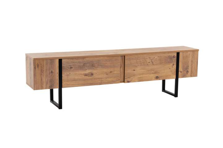 Priser på NORDVÄRK Serenity TV-bord, m. 2 låger - Atlantic Pine melamin og sort (180x29,5)