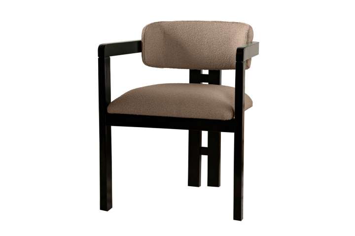 Priser på NORDVÄRK Mistral spisebordsstol, m. armlæn - sand/beige polyester og sort bøgetræ