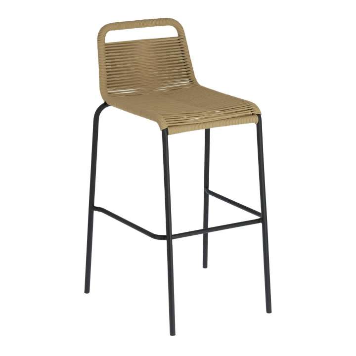 Priser på KAVE HOME Beige Glenville barstol til haven, m. ryglæn og fodstøtte - stål (100cm)