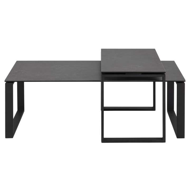 Priser på ACT NORDIC Katrine sofabordssæt - sort glas/keramik og sort metal (115x69)