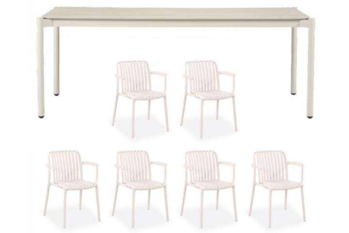 Priser på Ida Sonja Havemøbelsæt - 104x204 cm - Gråhvid