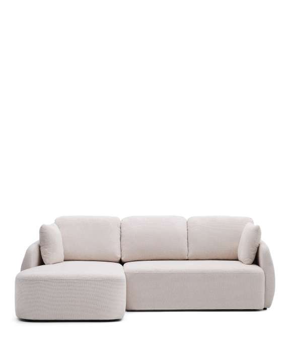 Priser på KAVE HOME Laira 3 pers. sovesofa, m. venstre chaiselong - ecru chenille stof (246cm)