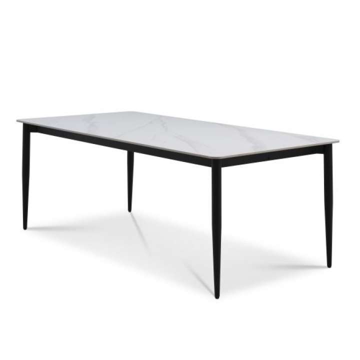 Priser på Arctic Classic spisebord, rektangulær - hvid keramik og sort metal (100x220)