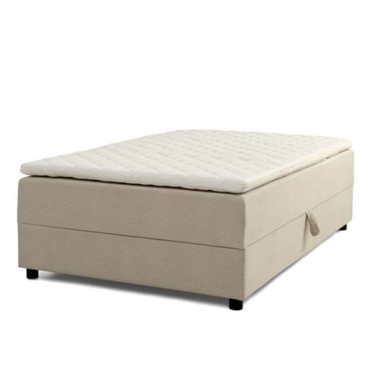 Priser på Space Dreams sengebund, m. opbevaring, u. topmadras - beige velour og sort træ (200x140)