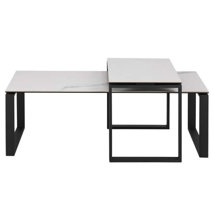 Priser på ACT NORDIC Katrine sofabordssæt - hvid glas/keramik og sort metal (115x69)