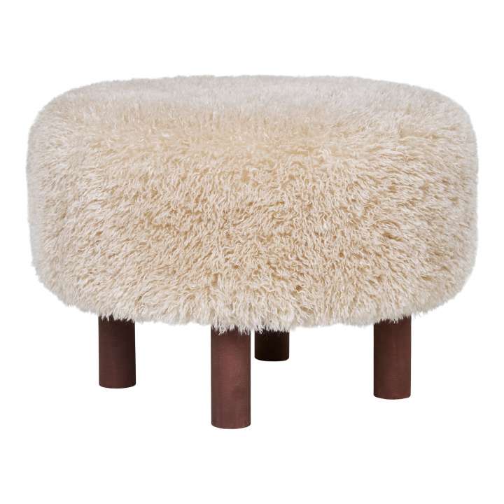 Priser på HOUSE NORDIC Inverness puf, rund - lysebrun polyester og brun træ (Ø50)