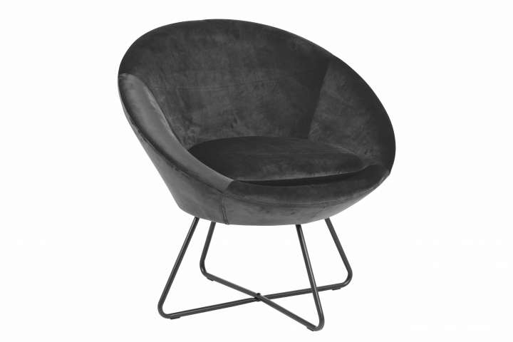 Priser på ACT NORDIC Center loungestol - mørkegrå/sort stof/metal, m. armlæn