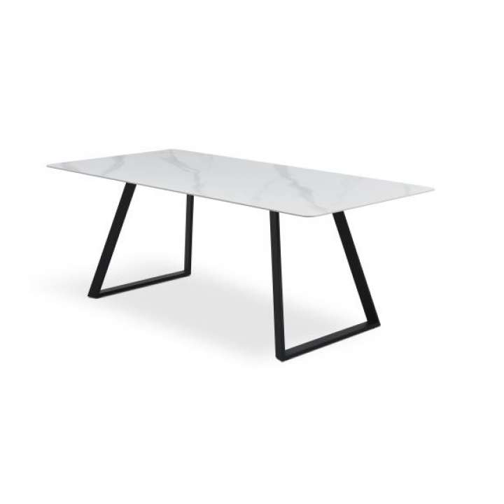Priser på Arctic spisebord, rektangulær - hvid keramik og sort metal (100x200)