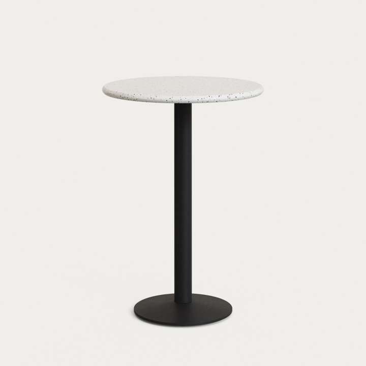 Priser på KAVE HOME Saura rundt højt barbord lavet af sort metal med hvid terrazzo plade, 96 x Ãƒ70 cm