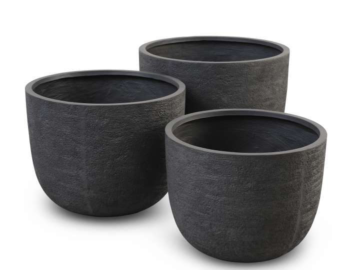 Priser på Kaktus udendørs potte, rund - antracitgrå fibercement (Ø80/Ø90/Ø100) (sæt med 3)