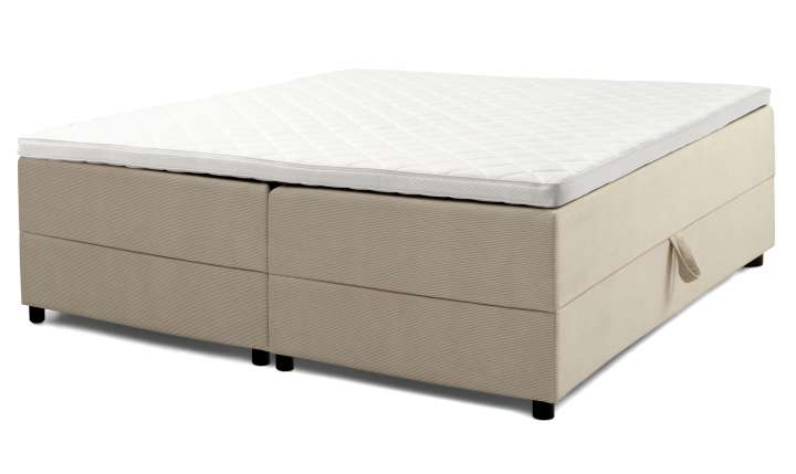 Priser på Space Dreams sengebund, m. opbevaring, u. topmadras - beige velour og sort træ (200x180)