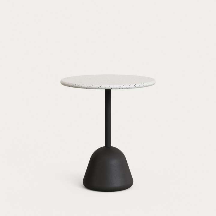 Priser på KAVE HOME Saura bord med hvid terrazzoplade og sort cementbund Ãƒ70x75 cm