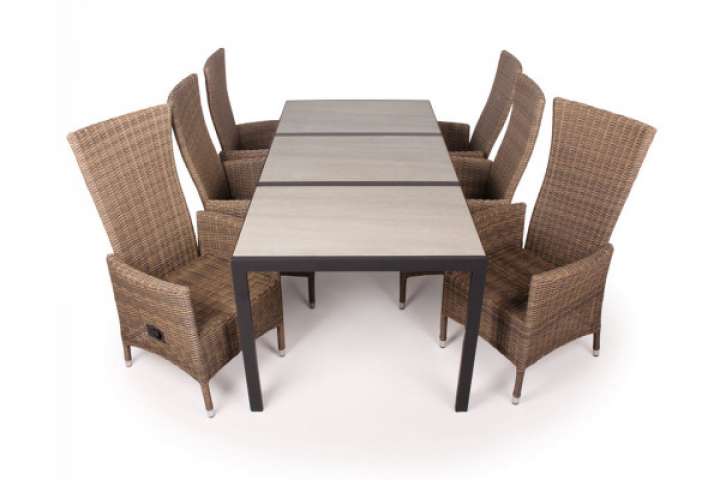 Priser på Fanø Paris Keramik Havemøbelsæt - 90x195 cm - Dusty/Beige