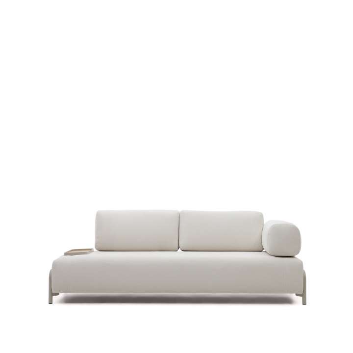 Priser på KAVE HOME Compo 3 pers. sofa, m. lille bakke - beige chenille med grå metalstruktur (232cm)