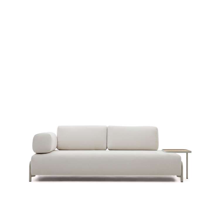 Priser på KAVE HOME Compo 3 pers. sofa, m. stor bakke - beige chenille med grå metalstruktur (232cm)