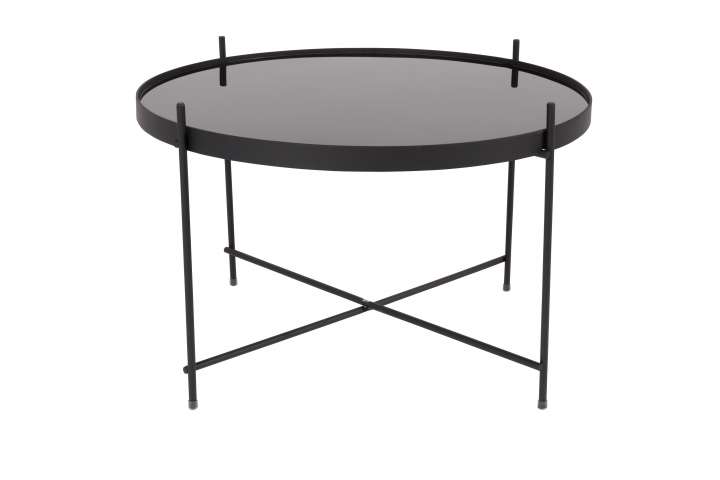 Priser på ZUIVER Cupid sidebord L, rund - sort glas og sort metal (Ø62.5)
