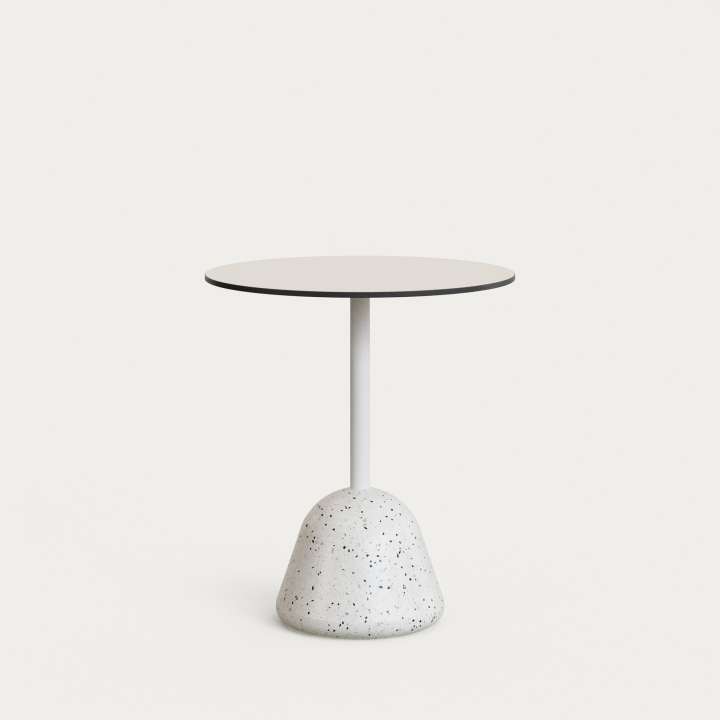 Priser på KAVE HOME Tiaret bord med hvid plade og hvid terrazzo bund Ãƒ68x73 cm