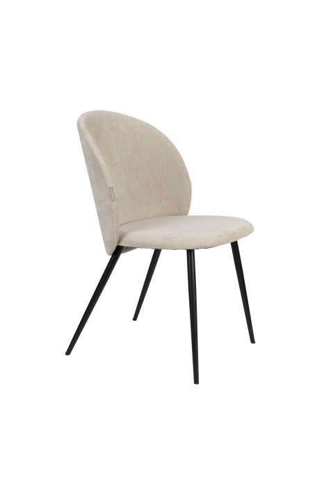 Priser på ZUIVER Cozy spisebordsstol - beige polyester fløjl og sort metal