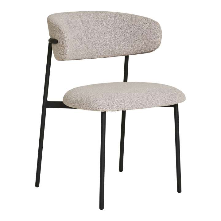Priser på HOUSE NORDIC Mira spisebordsstol - sand bouclé polyester stof og sort stål