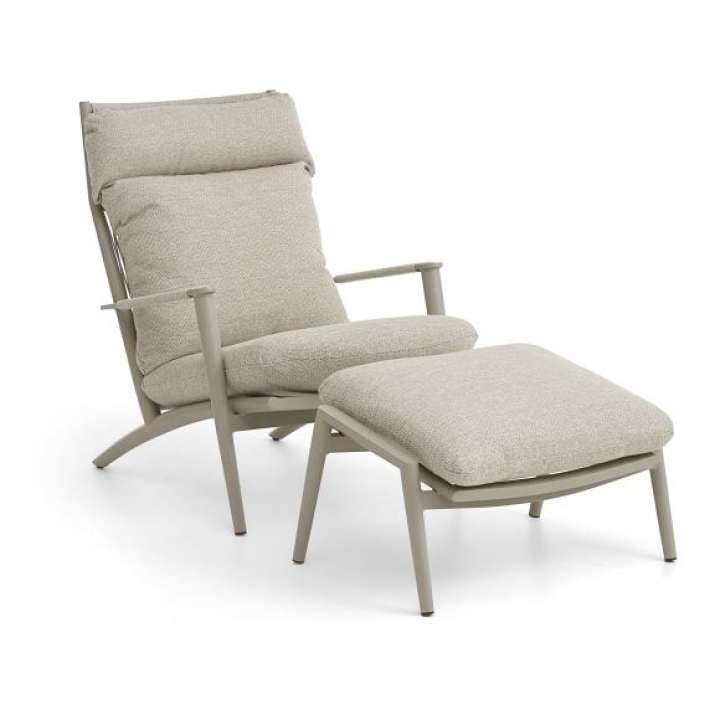 Priser på Silba udendørs loungestol, m. fodskammel og sand puder - sand aluminium