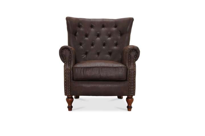 Priser på HAGA London chesterfield lænestol - brun læder PU