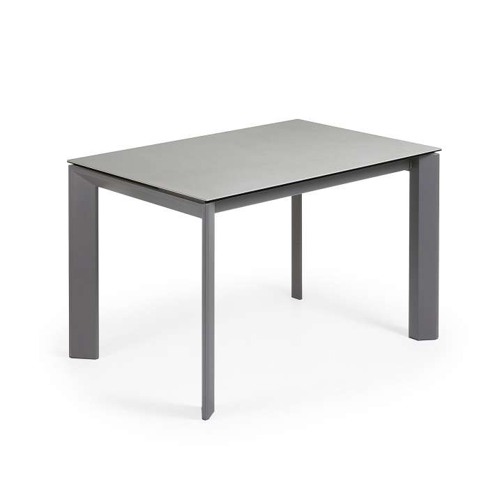 Priser på KAVE HOME Axis udtrækkeligt keramisk bord i Hydra Plomo finish, antracitstål ben 120 (180) cm