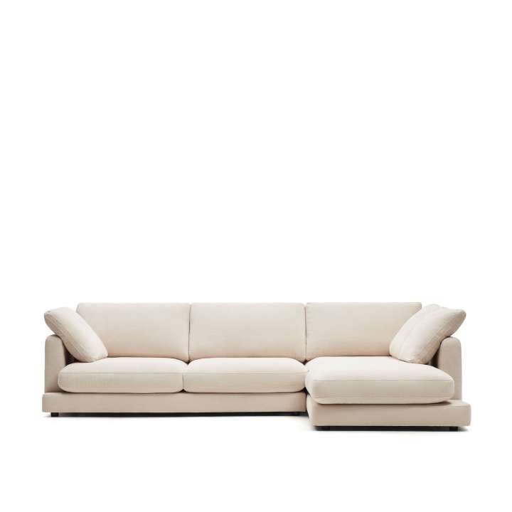 Priser på KAVE HOME Gala 4 pers. sofa, m. højre chaiselong - beige stof (300cm)