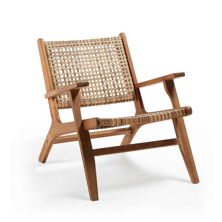Priser på KAVE HOME Grignoon lænestol, m. armlæn - natur polyrattan og akacietræ