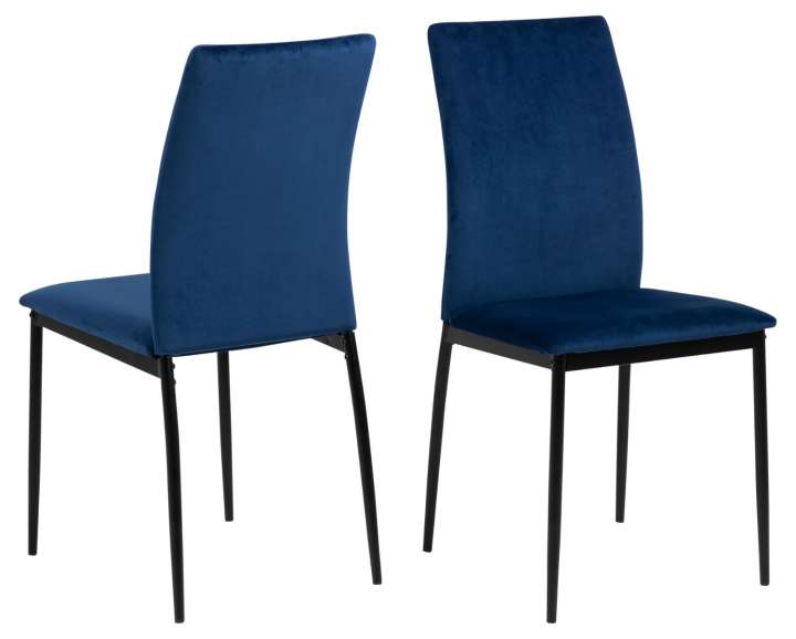 Priser på ACT NORDIC Demina spisebordsstol - mørkeblå polyester og sort metal