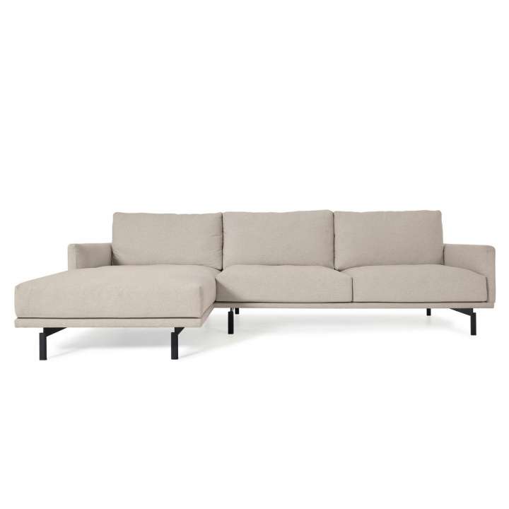 Priser på KAVE HOME Galene 3 pers. sofa, m. venstre chaiselong - beige genbrugsfibre og jern