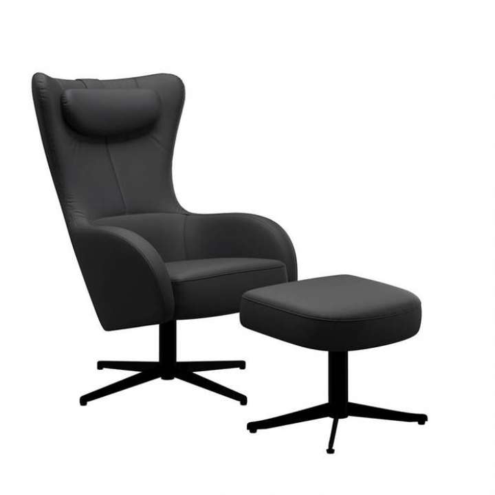 Priser på Brunstad Bella lænestol m. skammel - Sortlakeret stel - Classic Black