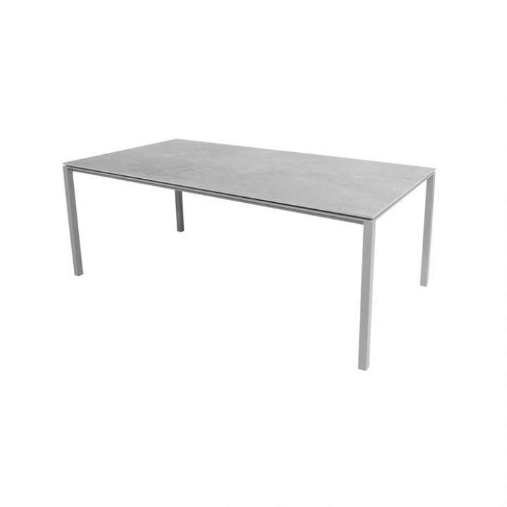 Priser på Cane-Line Pure havebord - 200x100 cm - Stel i lysegrå - bordplade i fossil grå