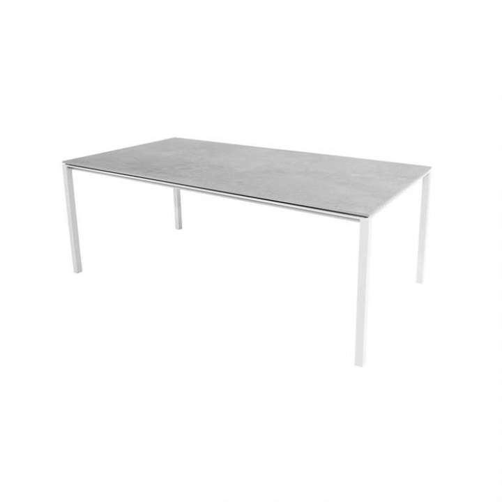 Priser på Cane-Line Pure havebord - 200x100 cm - Stel i hvid - bordplade i fossil grå
