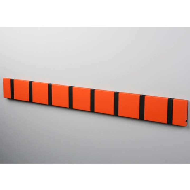Priser på Knax vandret knagerække - 8 knager - Varm orange - Sorte knager